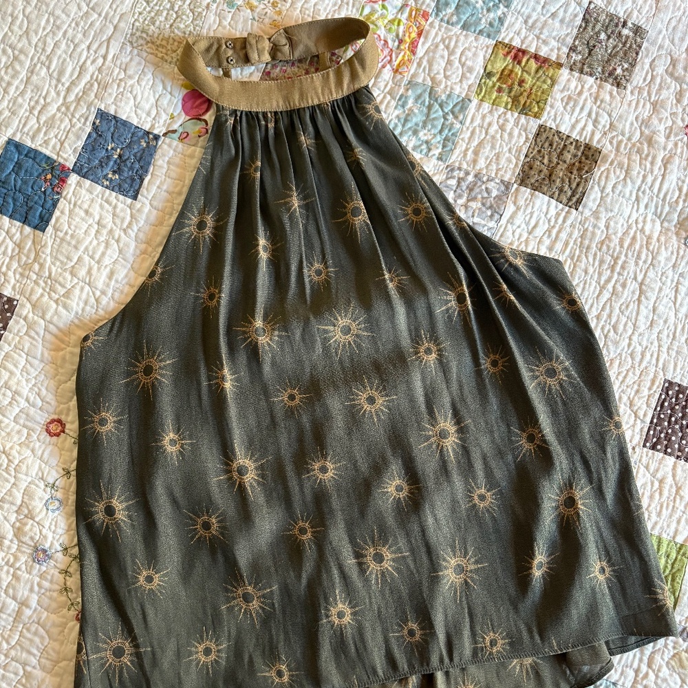 Free People green low back halter top